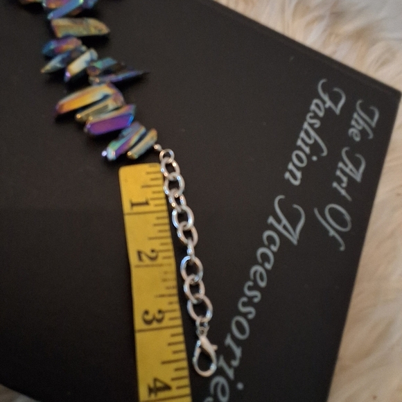 Rainbow Quartz Titanium Iridescent Aura Crystal Necklace - Picture 12 of 12